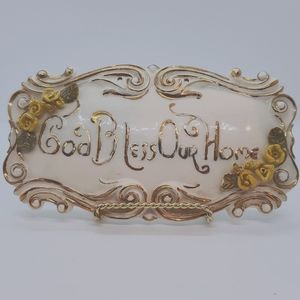 Antique "God Bless Our Home" Plaque